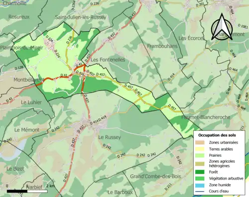 Carte en couleurs présentant l'occupation des sols.