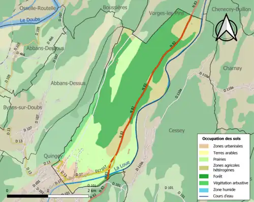 Carte en couleurs présentant l'occupation des sols.