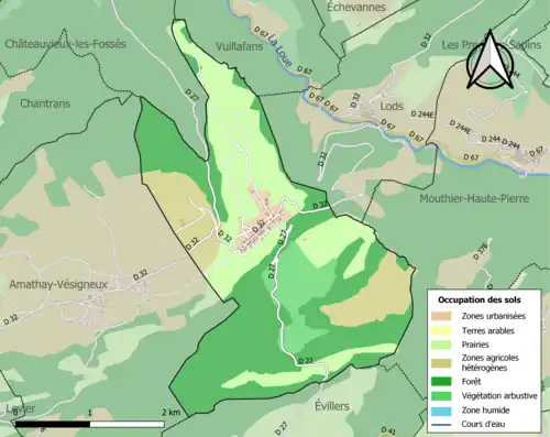 Carte en couleurs présentant l'occupation des sols.