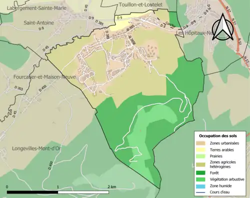 Carte en couleurs présentant l'occupation des sols.