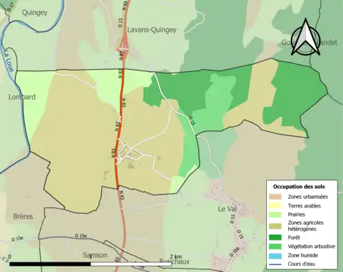 Carte en couleurs présentant l'occupation des sols.