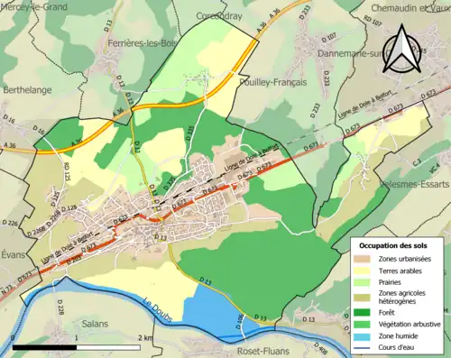 Carte en couleurs présentant l'occupation des sols.