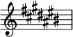 {\key cis\major\override Staff.TimeSignature.stencil=##f \skip 1}\layout {indent = #0 line-width = #26 ragged-last = ##f}