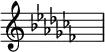 {\key ces\major\override Staff.TimeSignature.stencil=##f \skip 1}\layout {indent = #0 line-width = #26 ragged-last = ##f}