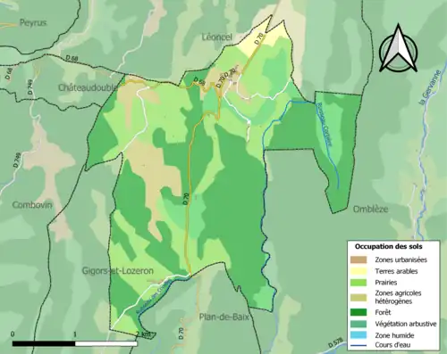 Carte en couleurs présentant l'occupation des sols.