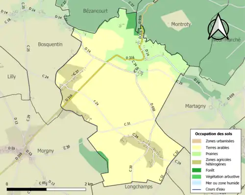 Carte en couleurs présentant l'occupation des sols.