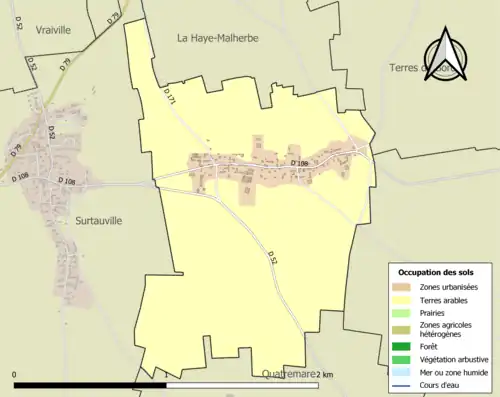Carte en couleurs présentant l'occupation des sols.
