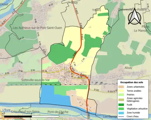 Carte en couleurs présentant l'occupation des sols.