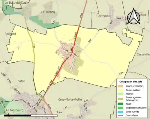 Carte en couleurs présentant l'occupation des sols.