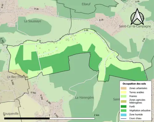 Carte en couleurs présentant l'occupation des sols.