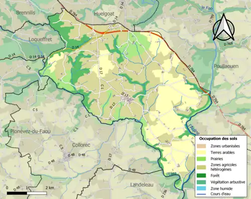 Carte en couleurs présentant l'occupation des sols.