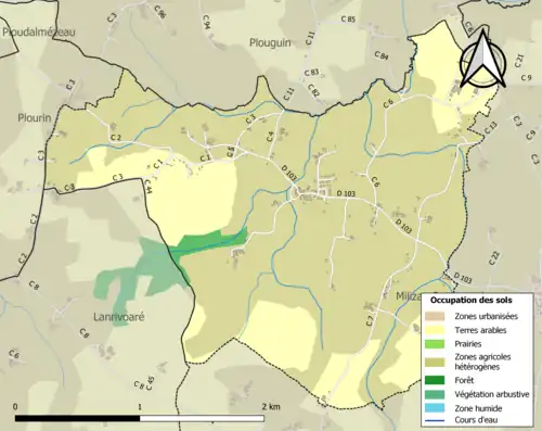 Carte en couleurs présentant l'occupation des sols.