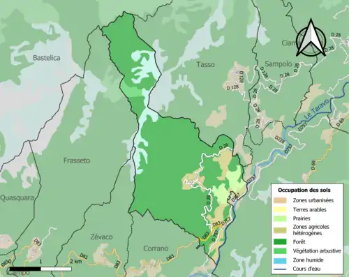 Carte en couleurs présentant l'occupation des sols.
