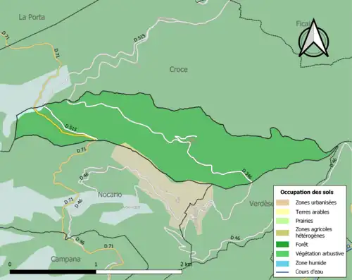 Carte en couleurs présentant l'occupation des sols.