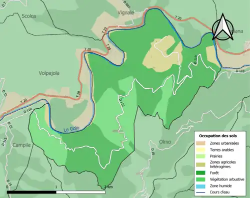 Carte en couleurs présentant l'occupation des sols.