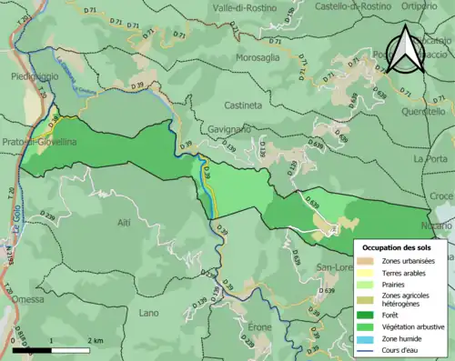 Carte en couleurs présentant l'occupation des sols.