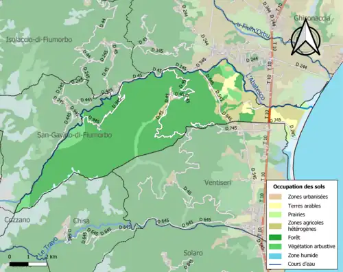 Carte en couleurs présentant l'occupation des sols.