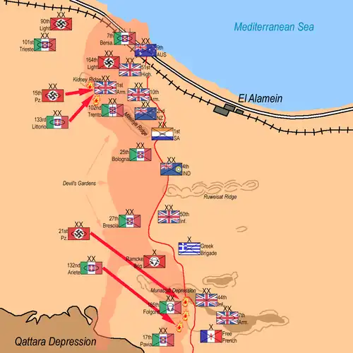Contre-attaque de l'Axe le 24 octobre 1942 à 18h.