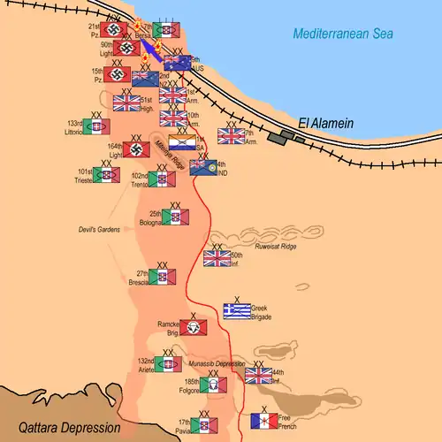 Début de l'opération Supercharge : assaut des Australiens contre Thompson Post.