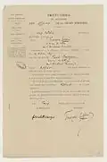 Papier administratif de la Légion d'honneur écrit à l'encre.