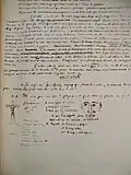 Manuscrit littéraire avec croquis préparatoires.