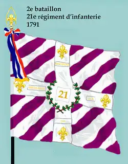 Drapeau du 2e bataillon du 21e régiment d'infanterie de ligne de 1791 à 1793