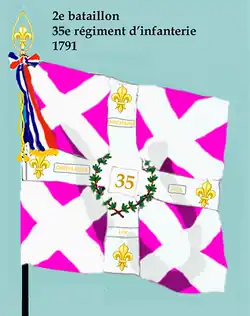 Drapeau du 2e bataillon du 35e régiment d'infanterie de ligne de 1791 à 1793.