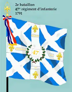 Drapeau du 2e bataillon du 47e régiment d'infanterie de ligne de 1791 à 1793.