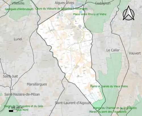 Carte de la ZNIEFF de type 1 sur le territoire de la commune.