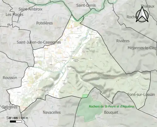 Carte des ZNIEFF de type 1 sur la commune.