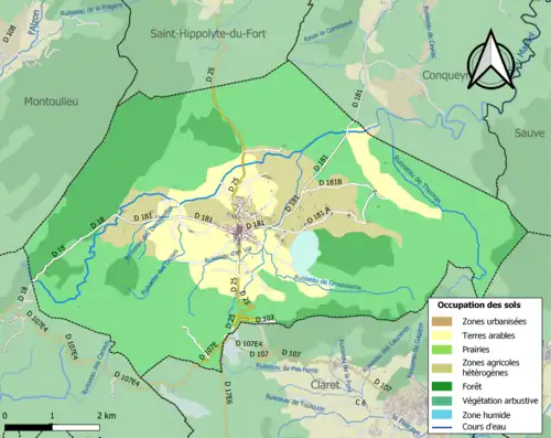 Carte en couleurs présentant l'occupation des sols.