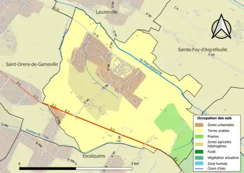 Carte en couleurs présentant l'occupation des sols.