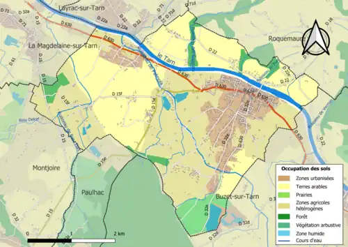 Carte en couleurs présentant l'occupation des sols.