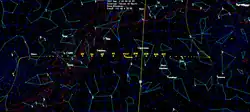 Mouvement quotidien de l'astéroïde (3122) Florence vu de la Terre aux alentours du survol du 1er septembre 2017.