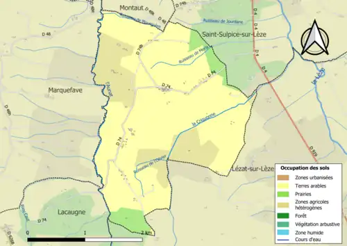 Carte en couleurs présentant l'occupation des sols.