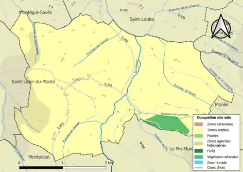Carte en couleurs présentant l'occupation des sols.