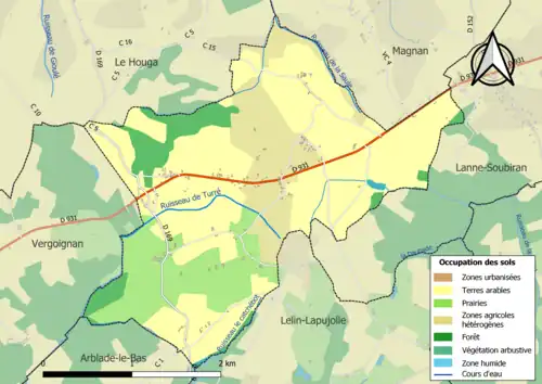 Carte en couleurs présentant l'occupation des sols.