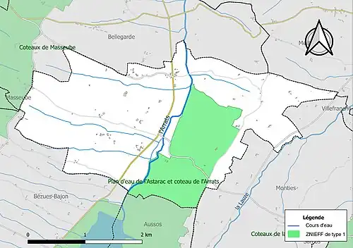 Carte de la ZNIEFF de type 1 dans la commune.