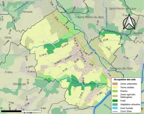 Carte en couleurs présentant l'occupation des sols.