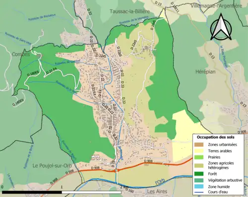 Carte en couleurs présentant l'occupation des sols.