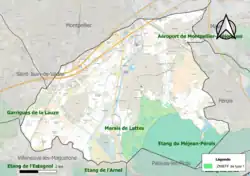 Carte des ZNIEFF de type 1 sur la commune