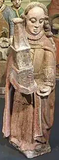 Lopérec : statue de sainte Barbe (bois polychrome, XVIe&nbsp;siècle).