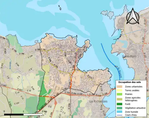 Carte en couleurs présentant l'occupation des sols.