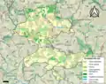 Carte des infrastructures et de l'occupation des sols en 2018 de la commune de Val d'Anast.