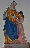 Plougasnou : église paroissiale Saint-Pierre, intérieur, groupe statuaire "Sainte Anne et Marie" (XIXe&nbsp;siècle)