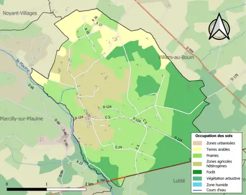 Carte en couleurs présentant l'occupation des sols.