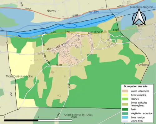 Carte en couleurs présentant l'occupation des sols.