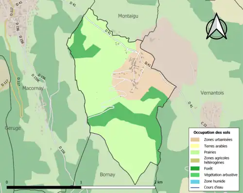 Carte en couleurs présentant l'occupation des sols.