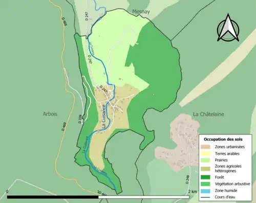 Carte en couleurs présentant l'occupation des sols.