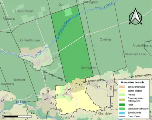 Carte en couleurs présentant l'occupation des sols.